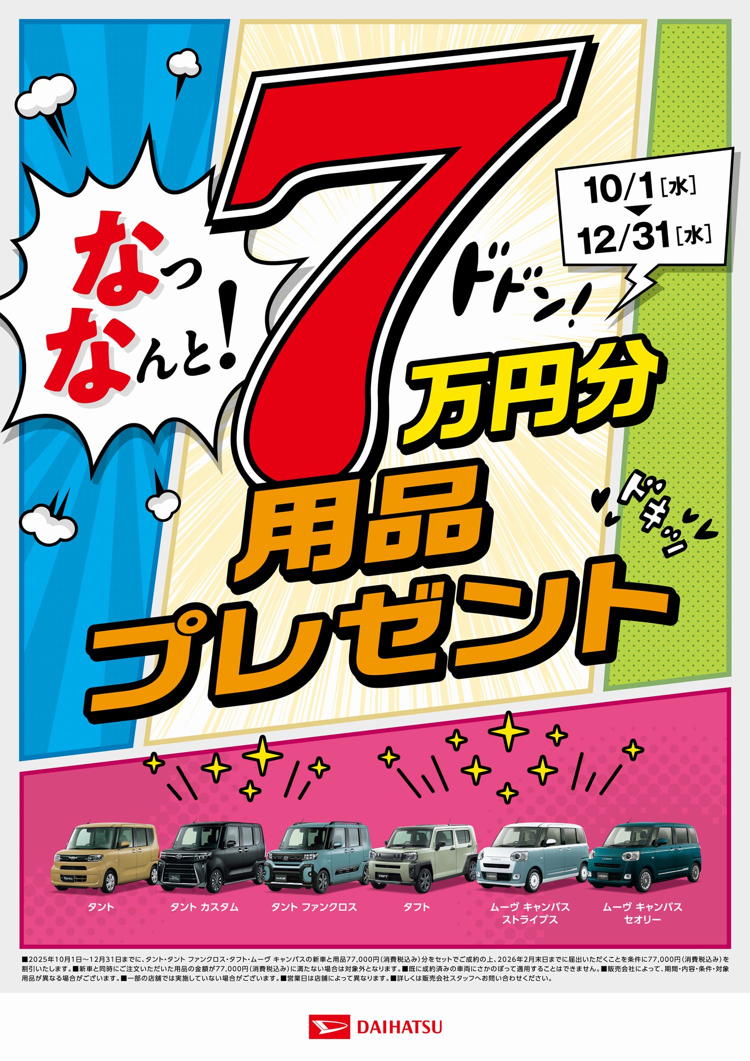 用品7万円プレゼント表